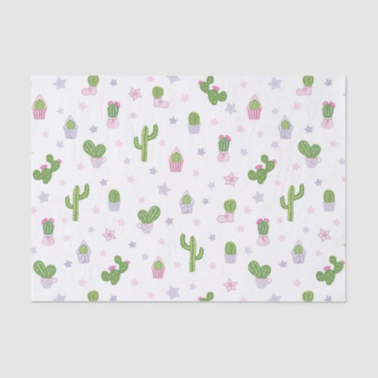Papier Mousseline Motif de Cute Cactus (Recto)