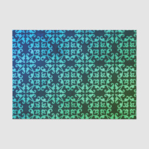 Papier Mousseline Motif de Damas de Gradient vert de paon 