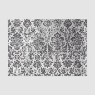Papier Mousseline Motif de Damas noir et blanc