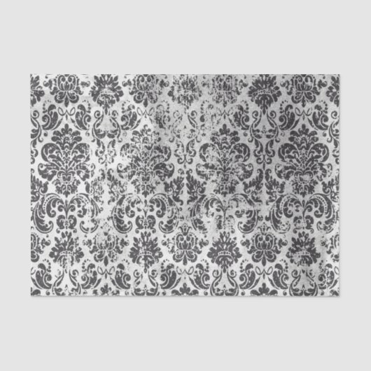 Papier Mousseline Motif de Damas noir et blanc (Recto)