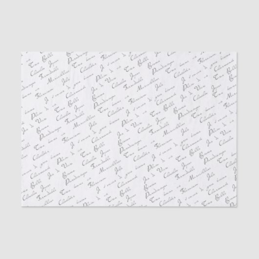 Papier Mousseline Motif de découpage de texte en français (Recto)