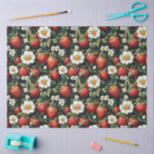 Papier Mousseline Motif de découpage des fraises et des fleurs (Artisanat)