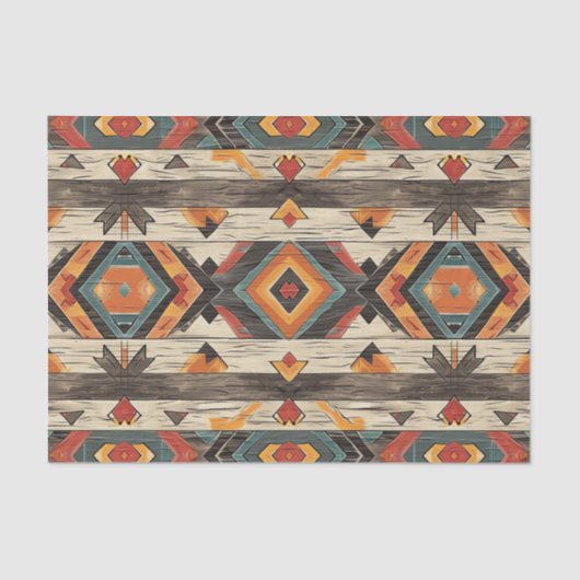 Papier Mousseline Motif de découpage en bois Aztec Faux (Recto)