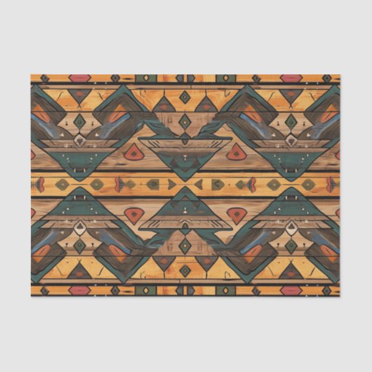 Papier Mousseline Motif de découpage en bois Aztec Faux (Recto)
