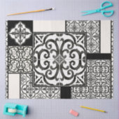 Papier Mousseline Motif de découpage en carreaux noir et blanc (Artisanat)