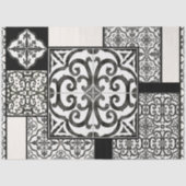 Papier Mousseline Motif de découpage en carreaux noir et blanc (Recto)