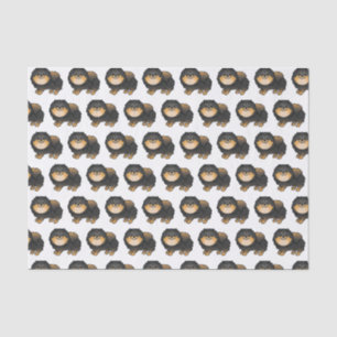 Papier Mousseline Motif De Dessin De Chien Noir Et Tan Poméranien