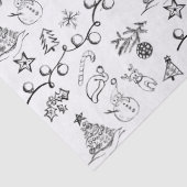 Papier Mousseline Motif de dessins de Noël noir et blanc (Détail)