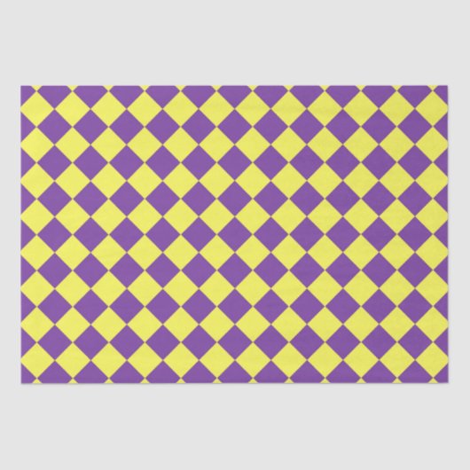 Papier Mousseline Motif de diamant jaune pourpre Checker (Recto)