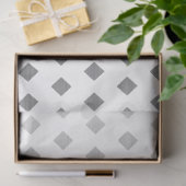 Papier Mousseline Motif de diamants blanc gris argenté décoratif (Cadeau)