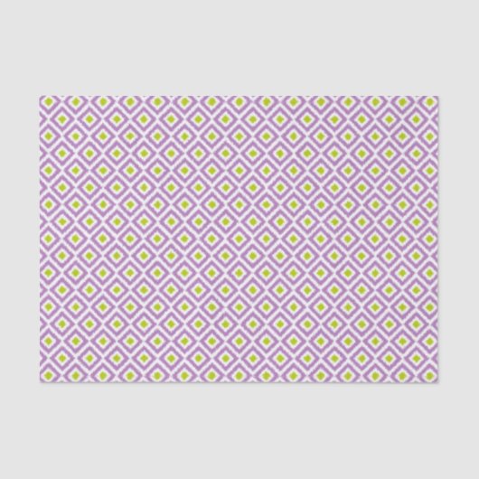 Papier Mousseline Motif de diamants Ikat violet et vert (Recto)