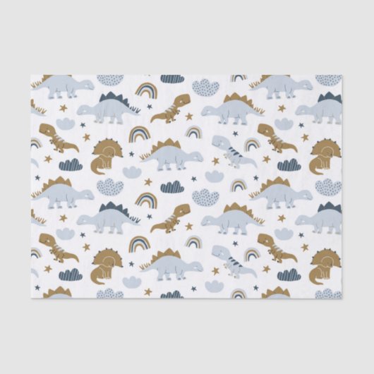 Papier Mousseline Motif de dinosaure arc-en-ciel mignon (Recto)