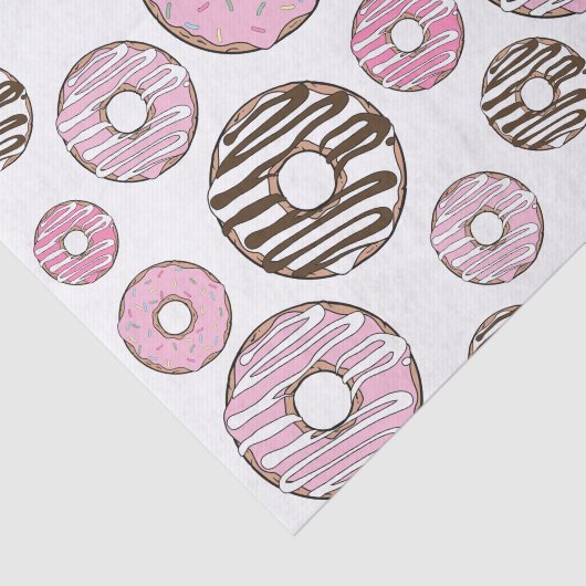 Papier Mousseline Motif De Donuts, Donuts Roses, Donuts Blancs (Détail)