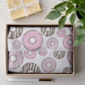Papier Mousseline Motif De Donuts, Donuts Roses, Donuts Blancs (Cadeau)