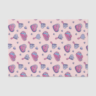 Papier Mousseline Motif de doodle de la Saint-Valentin rose violet m