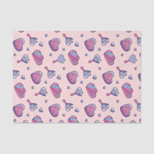 Papier Mousseline Motif de doodle de la Saint-Valentin rose violet m (Recto)