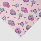 Papier Mousseline Motif de doodle de la Saint-Valentin rose violet m (Détail)