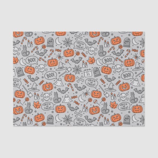 Papier Mousseline Motif de doodle pour les enfants mignons Halloween (Recto)