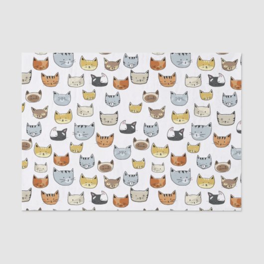 Papier Mousseline Motif de Doodle visage de chat (Recto)