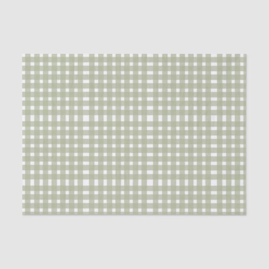 Papier Mousseline Motif de En vichy blanc Sage Green (Recto)