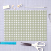Papier Mousseline Motif de En vichy blanc Sage Green (Artisanat)