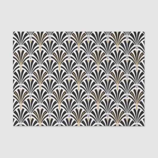Papier Mousseline Motif de fan d'art déco - noir et blanc (Recto)