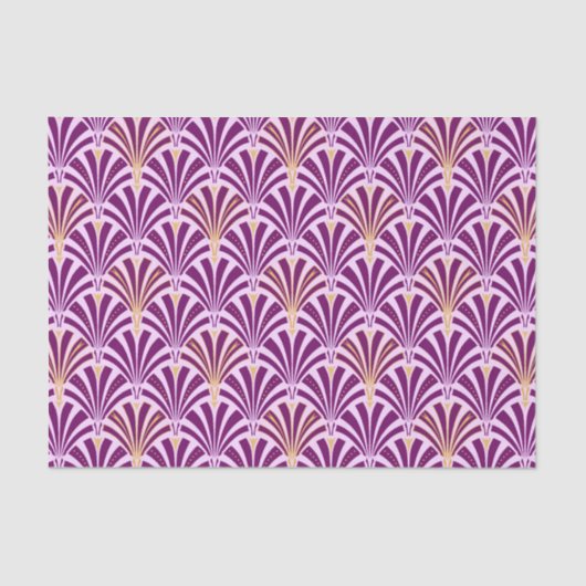 Papier Mousseline Motif de fan d'art déco - pourpre et orchidée (Recto)