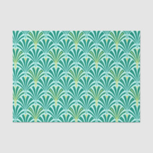 Papier Mousseline Motif de fan d'art déco - turquoise sur l'aqua