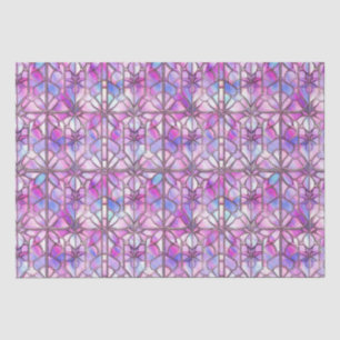 Papier Mousseline Motif de faux vitrail iridescent rose élégant