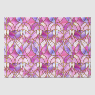 Papier Mousseline Motif de faux vitrail iridescent rose élégant