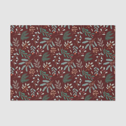 Papier Mousseline Motif de feuillage rouge rustique (Recto)