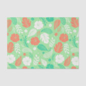 Papier Mousseline Motif de feuillage vert et orange (Recto)