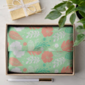 Papier Mousseline Motif de feuillage vert et orange (Cadeau)