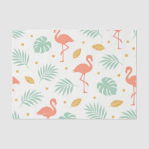 Papier Mousseline Motif de feuille tropicale flamant corail