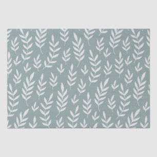 PAPIER MOUSSELINE MOTIF DE FEUILLE VERTE DE SAGE BOTANIQUE MINIMALIS