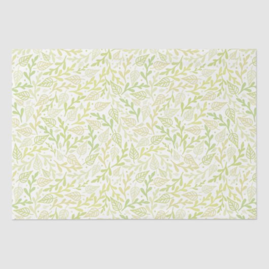 Papier Mousseline Motif de feuilles de printemps vert (Recto)