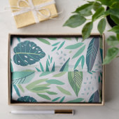 Papier Mousseline Motif de feuilles végétales vertes (Cadeau)