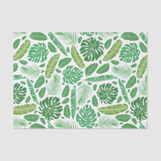 Papier Mousseline Motif de feuilles vertes modernes tropicales (Recto)