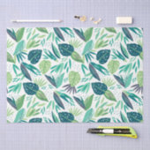 Papier Mousseline Motif De Feuilles Vertes Tropicales Agréées Sur Bl (Artisanat)
