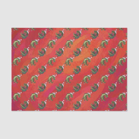 Papier Mousseline Motif de Fextive TRex Dino sur le rouge (Recto)