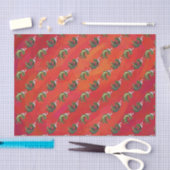 Papier Mousseline Motif de Fextive TRex Dino sur le rouge (Artisanat)