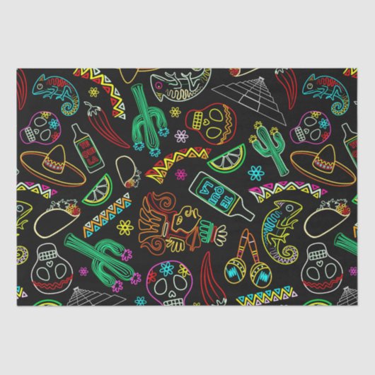 Papier Mousseline Motif de Fiesta du Mexique (Recto)