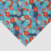 Papier Mousseline Motif de fleur d'art déco - bleu, turquoise et (Détail)