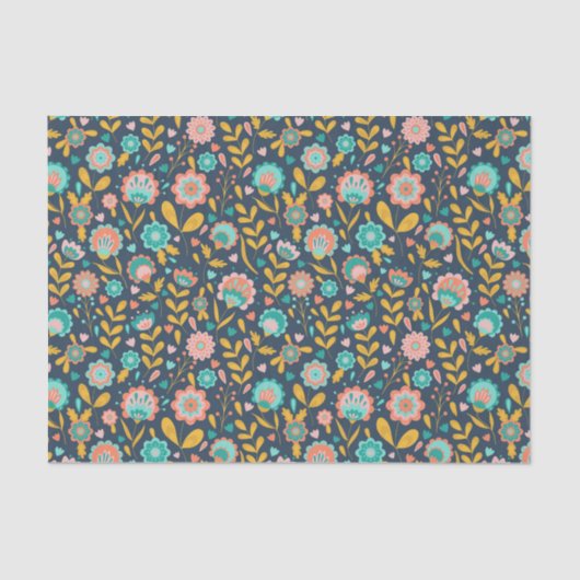 Papier Mousseline Motif de fleur d'art populaire (Recto)