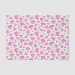 Papier Mousseline Motif de fleur de cœur rose Saint-Valentin mignon
