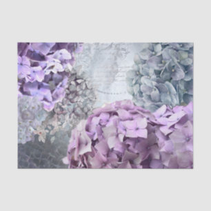 Papier Mousseline Motif de fleur floral vintage d'hortensia de gris
