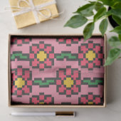 Papier Mousseline Motif de fleur pixel 8 bits (Cadeau)