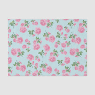 Papier Mousseline Motif de fleur rose de roses sur la menthe