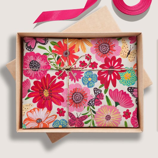 Papier Mousseline Motif de fleur sauvage lumineuse pour une fête pré