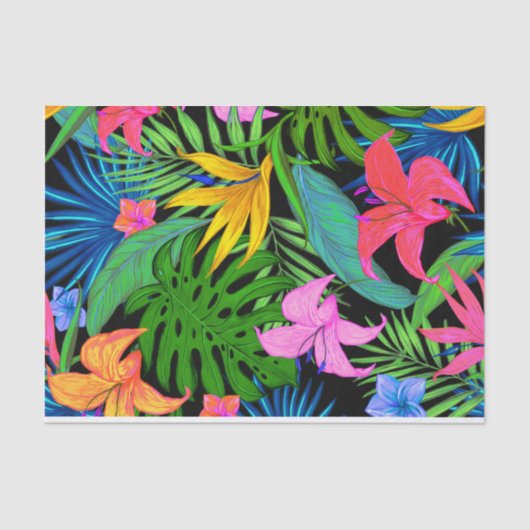 Papier Mousseline Motif de fleur tropical hawaïen (Recto)